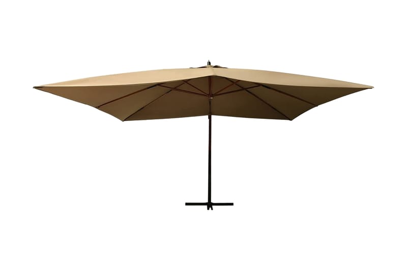 Frihängande parasoll med trästång 400x300 cm taupe - Taupe - Utemöbler - Solskydd - Parasoll - Hängparasoll