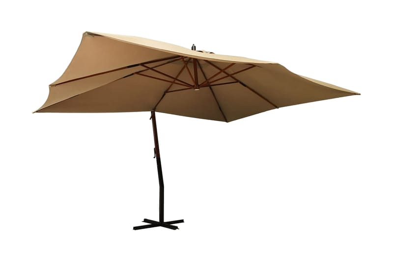 Frihängande parasoll med trästång 400x300 cm taupe - Taupe - Utemöbler - Solskydd - Parasoll - Hängparasoll