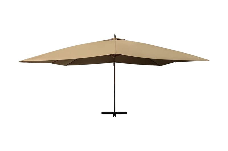 Frihängande parasoll med trästång 400x300 cm taupe - Taupe - Hängparasoll