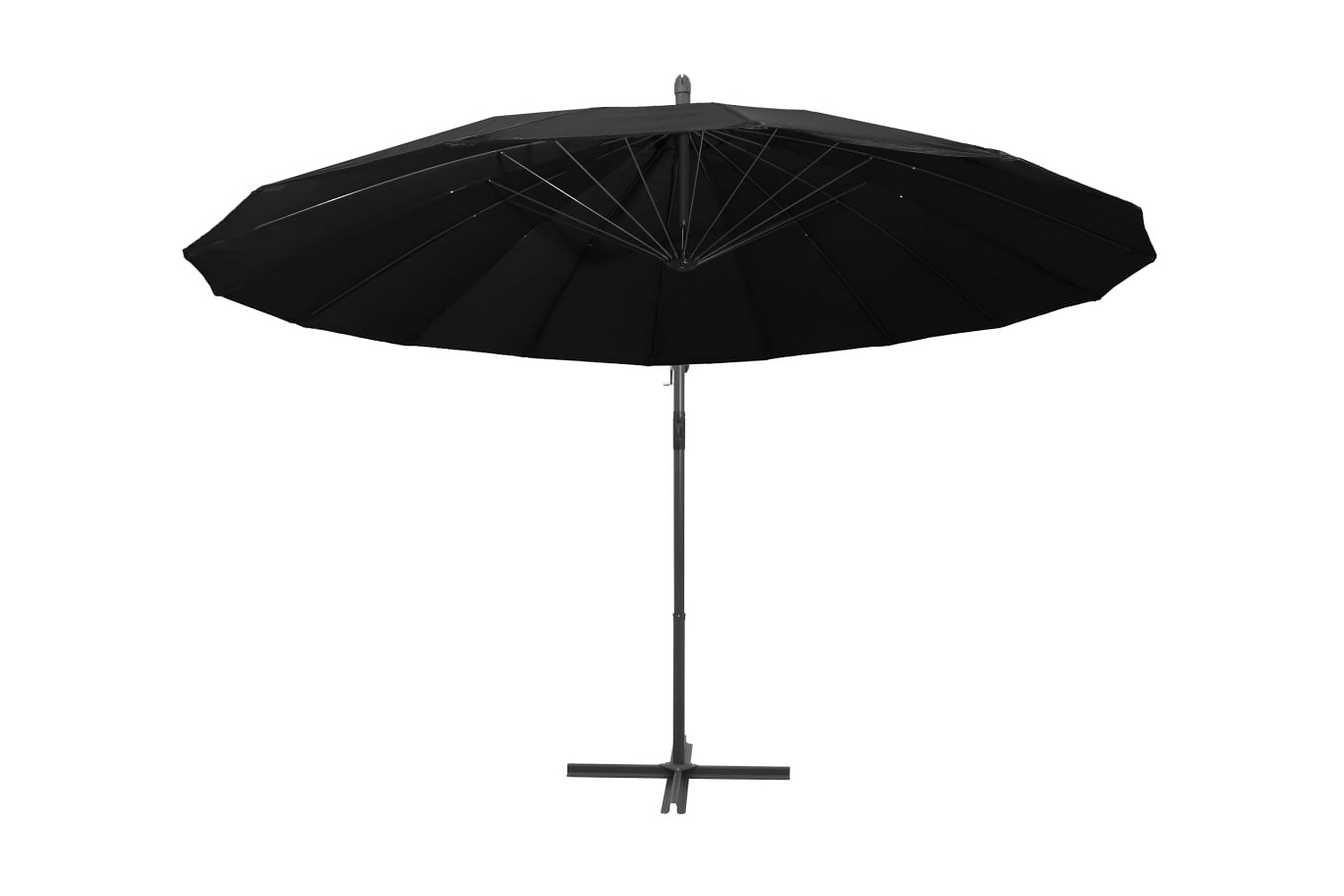 Hängande parasoll svart 3 m aluminiumstång – Svart