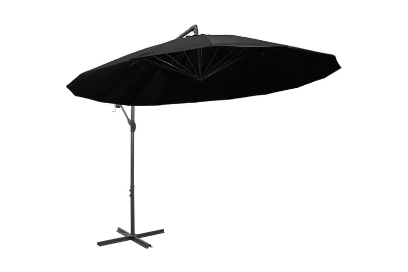 Hängande parasoll svart 3 m aluminiumstång - Svart - Hängparasoll