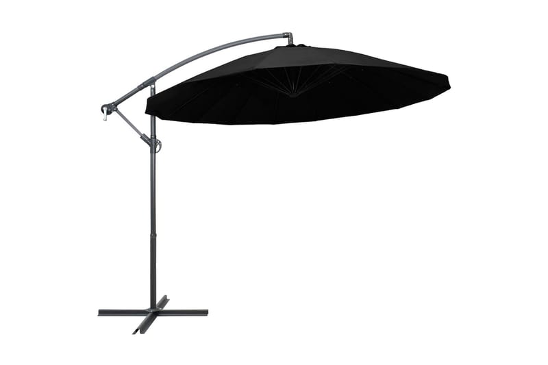 Hängande parasoll svart 3 m aluminiumstång - Svart - Hängparasoll