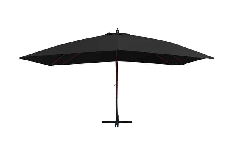 Hängande parasoll med trästång 400x300 cm svart - Svart - Utemöbler - Solskydd - Parasoll - Hängparasoll