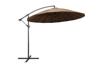 Hängande parasoll taupe 3 m aluminiumstång