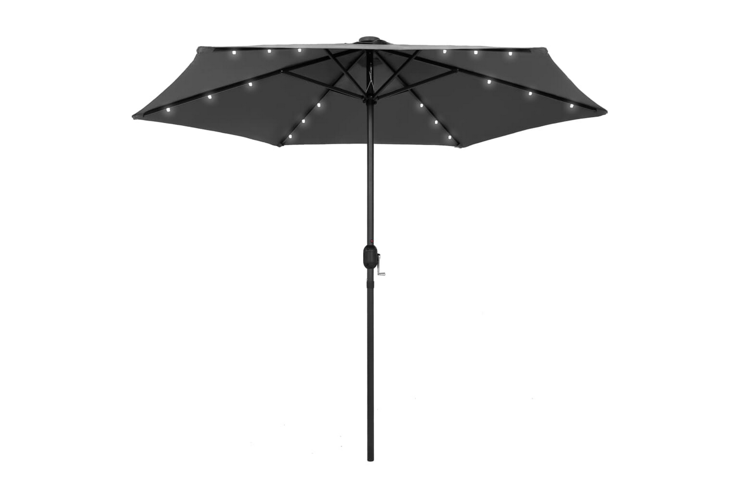 Parasoll med LED-lampor och aluminiumstång 270 cm antracit – Grå