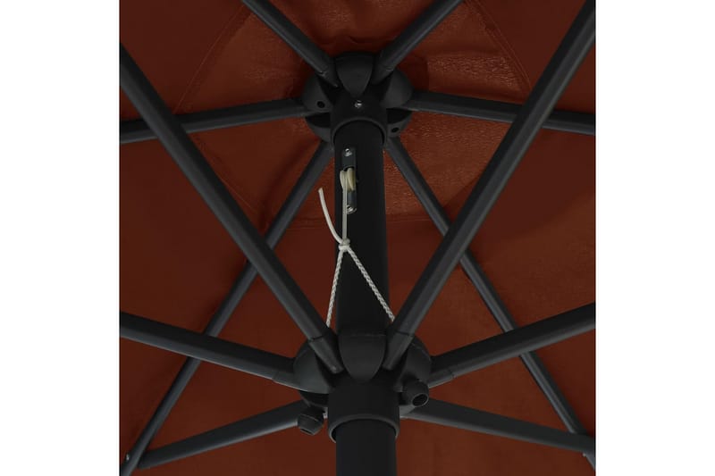 Parasoll med LED-lampor och aluminiumstång 270 cm terrakotta - Brun - Parasoll