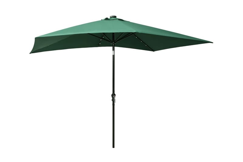Parasoll med LED och stålstång 2x3 m grön - Grön - Utemöbler - Solskydd - Parasoll