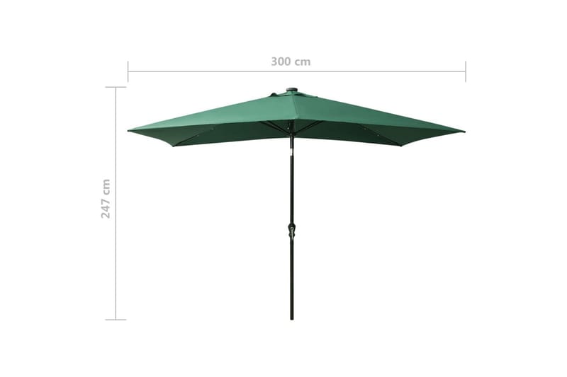 Parasoll med LED och stålstång 2x3 m grön - Grön - Utemöbler - Solskydd - Parasoll