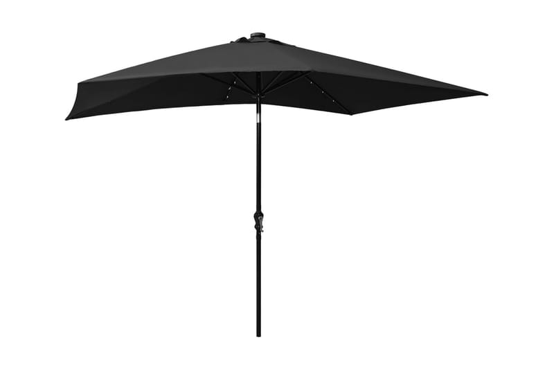 Parasoll med LED och stålstång 2x3 m svart - Svart - Utemöbler - Solskydd - Parasoll