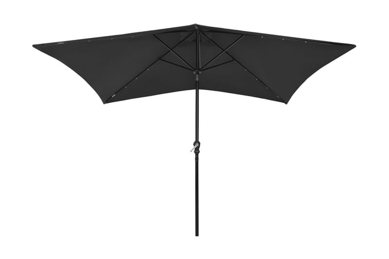 Parasoll med LED och stålstång 2x3 m svart - Svart - Utemöbler - Solskydd - Parasoll