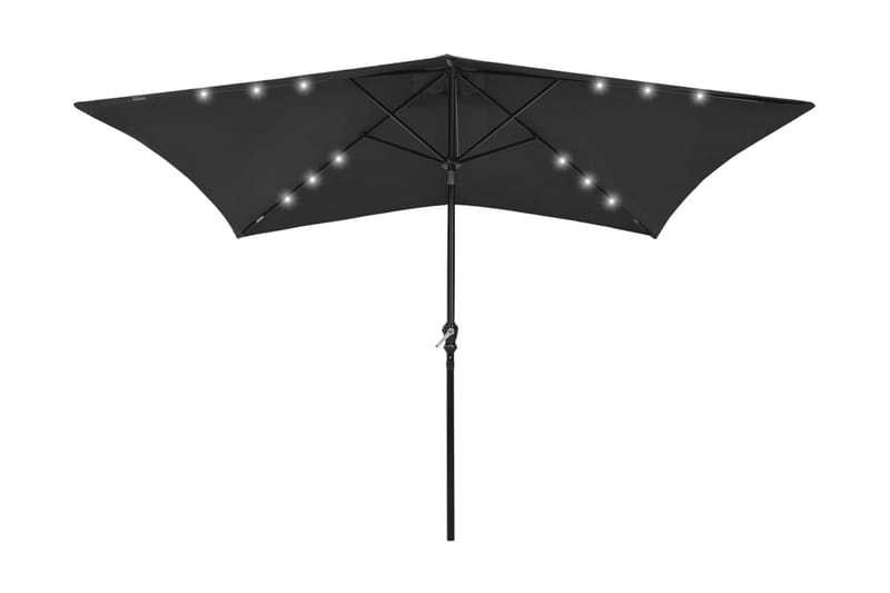 Parasoll med LED och stålstång 2x3 m svart - Svart - Utemöbler - Solskydd - Parasoll