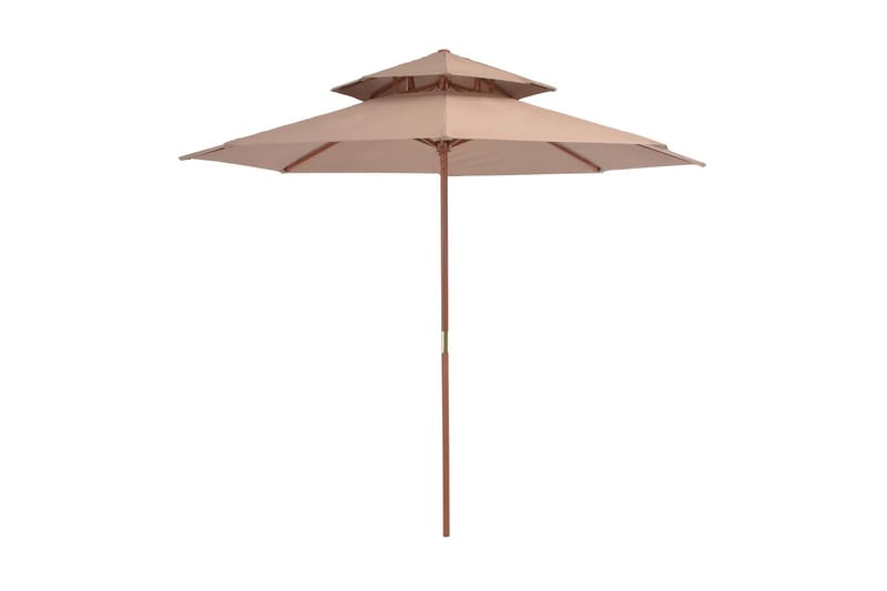 Parasoll med två nivåer 270 cm trästång taupe - Parasoll