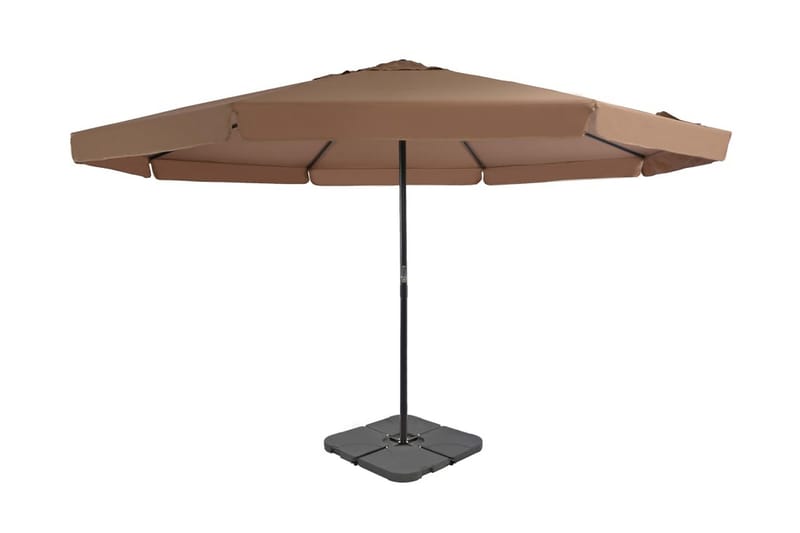 Parasoll med portabel bas taupe - Brun - Utemöbler - Solskydd - Parasoll
