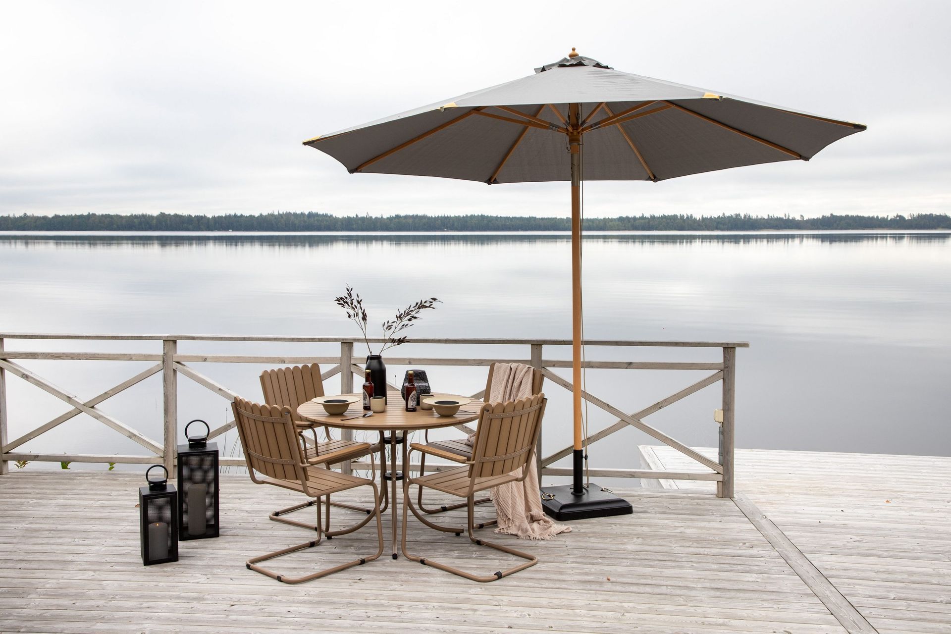 nypo parasoll 330 cm - grå