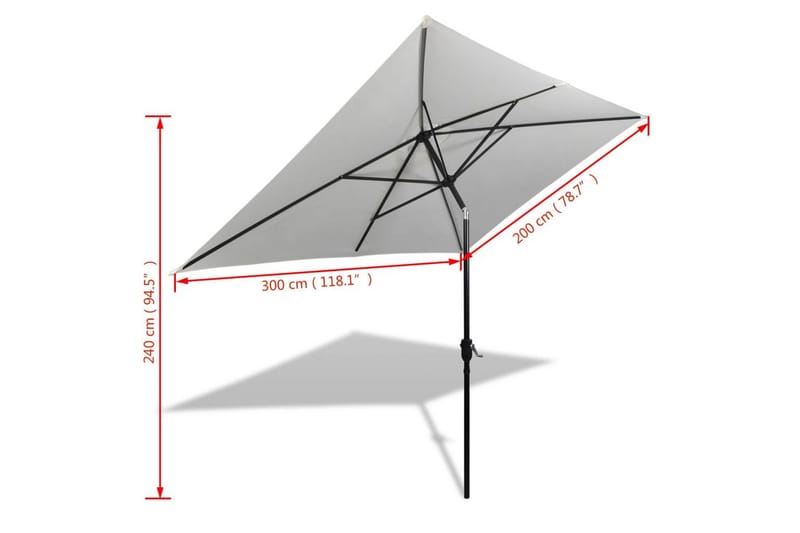 Parasoll 200x300 cm sandvit rektangulär - Vit - Utemöbler - Solskydd - Parasoll