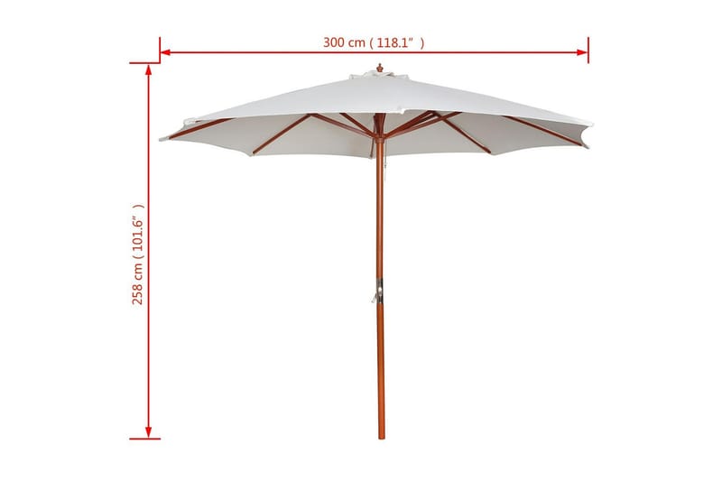 Parasoll 300x258 cm Sandvit - Vit - Utemöbler - Solskydd - Parasoll