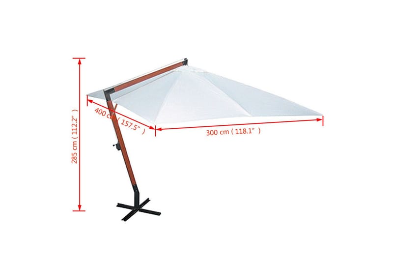 Parasoll 300x400 cm vit - Vit - Utemöbler - Solskydd - Parasoll