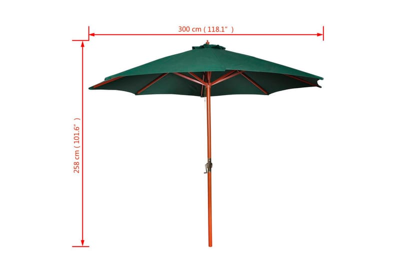 Parasoll grön 258 cm - Grön - Utemöbler - Solskydd - Parasoll
