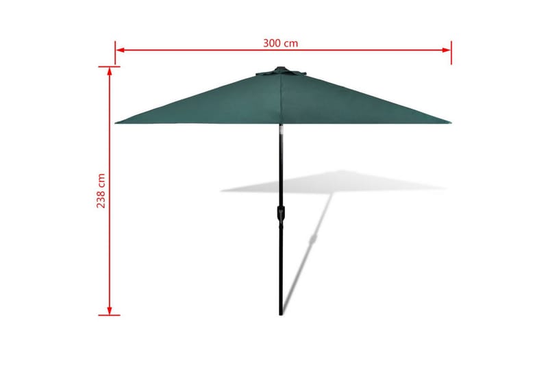 Parasoll Grönt Stål 3 meter - Grön - Utemöbler - Solskydd - Parasoll