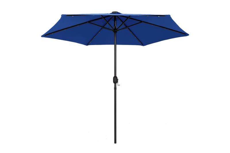 Parasoll med LED-lampor och aluminiumstång 270 cm azurblå - Blå - Utemöbler - Solskydd - Parasoll