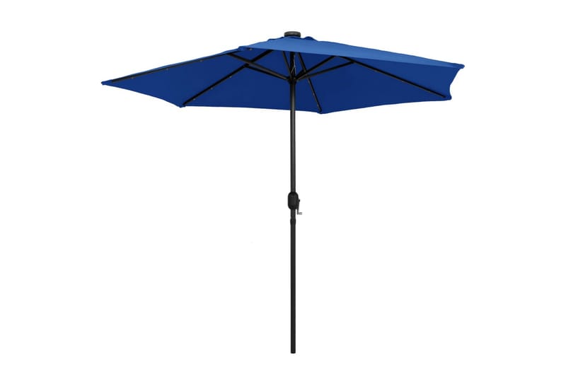 Parasoll med LED-lampor och aluminiumstång 270 cm azurblå - Blå - Utemöbler - Solskydd - Parasoll