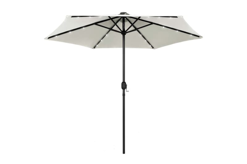 Parasoll med LED-lampor och aluminiumstång 270 cm sandvit - Vit - Utemöbler - Solskydd - Parasoll