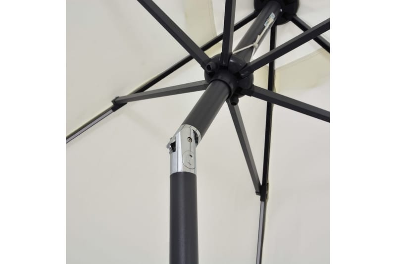 Parasoll med LED-lampor och aluminiumstång 300 cm sandvit - Vit - Parasoll