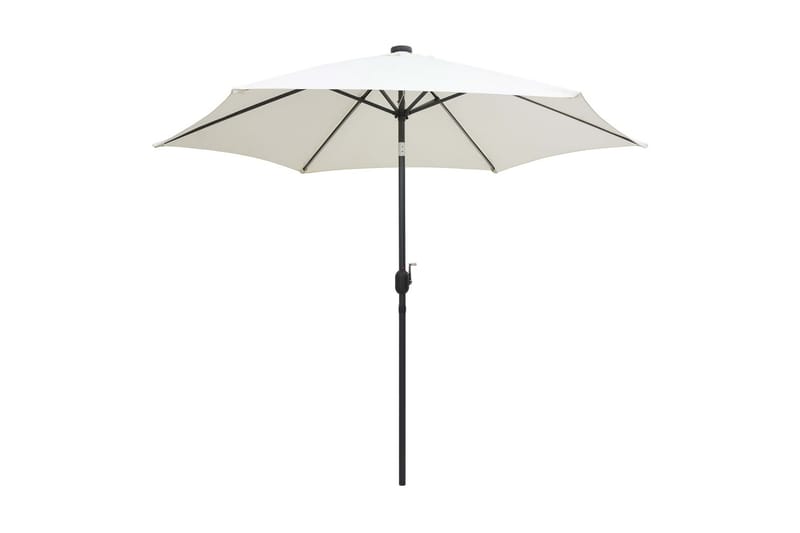 Parasoll med LED-lampor och aluminiumstång 300 cm sandvit - Vit - Utemöbler - Solskydd - Parasoll