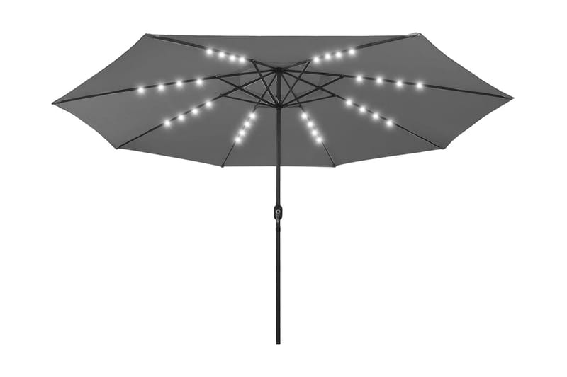 Parasoll med LED-lampor och metallstång 400 cm antracit - Grå - Parasoll