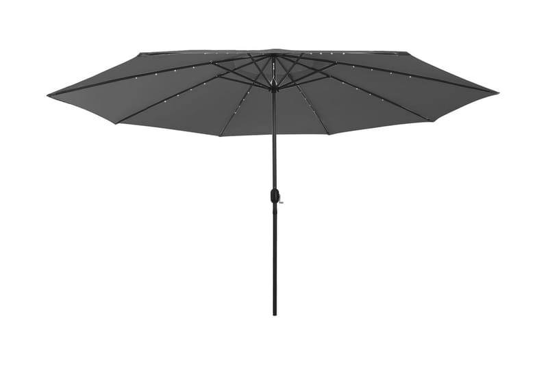 Parasoll med LED-lampor och metallstång 400 cm antracit - Grå - Utemöbler - Solskydd - Parasoll