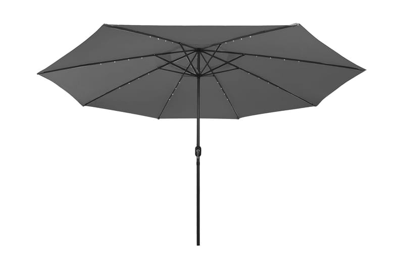 Parasoll med LED-lampor och metallstång 400 cm antracit - Grå - Utemöbler - Solskydd - Parasoll