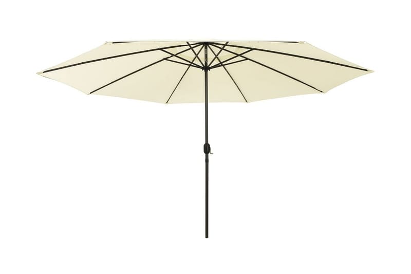 Parasoll med LED-lampor och metallstång 400 cm sandfärgad - Beige - Utemöbler - Solskydd - Parasoll