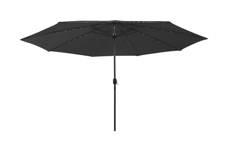 Parasoll med LED-lampor och metallstång 400 cm svart - Svart - Utemöbler - Solskydd - Parasoll
