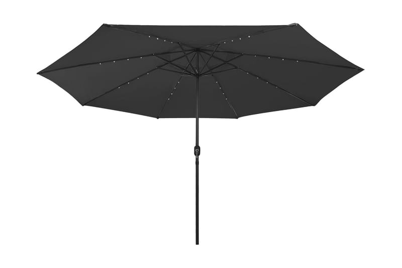 Parasoll med LED-lampor och metallstång 400 cm svart - Svart - Utemöbler - Solskydd - Parasoll