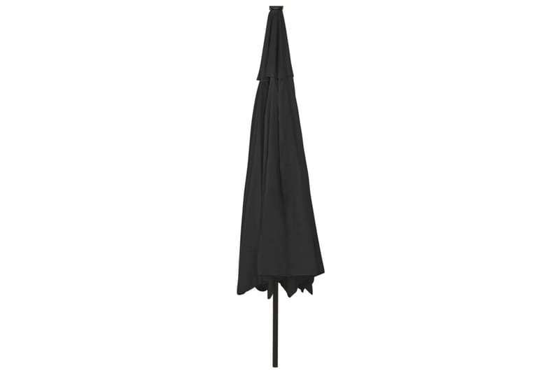 Parasoll med LED-lampor och metallstång 400 cm svart - Svart - Utemöbler - Solskydd - Parasoll