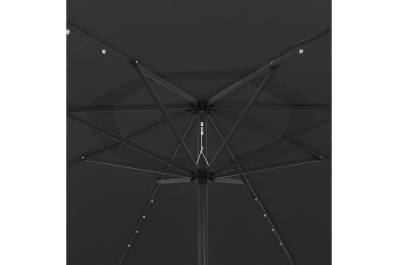 Parasoll med LED-lampor och metallstång 400 cm svart - Svart - Utemöbler - Solskydd - Parasoll