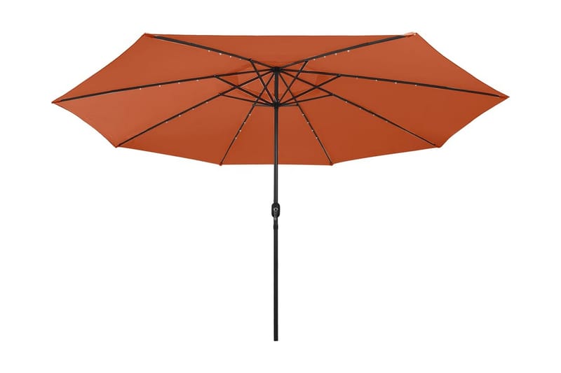 Parasoll med LED-lampor och metallstång 400 cm terrakotta - Brun - Utemöbler - Solskydd - Parasoll