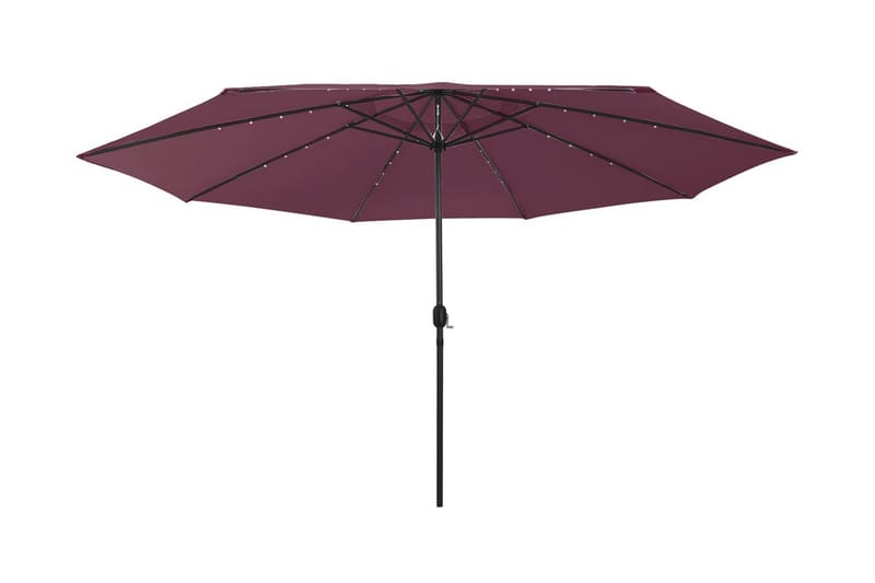 Parasoll med LED-lampor och metallstång 400 cm vinröd - Röd - Utemöbler - Solskydd - Parasoll