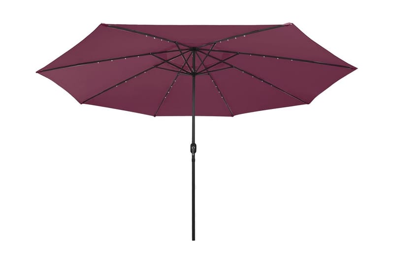 Parasoll med LED-lampor och metallstång 400 cm vinröd - Röd - Utemöbler - Solskydd - Parasoll