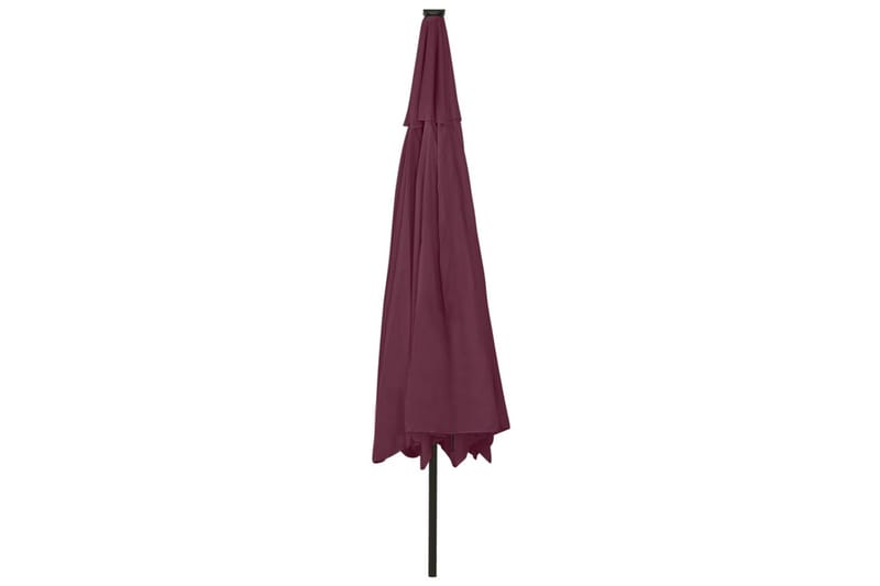 Parasoll med LED-lampor och metallstång 400 cm vinröd - Röd - Utemöbler - Solskydd - Parasoll