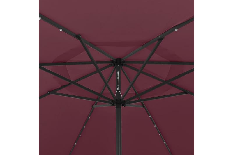 Parasoll med LED-lampor och metallstång 400 cm vinröd - Röd - Utemöbler - Solskydd - Parasoll