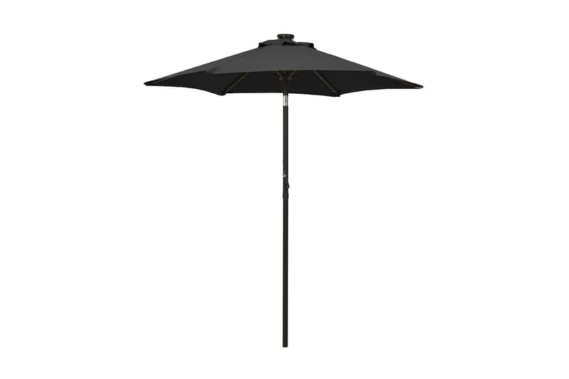 Parasoll med LED-lampor svart 200x211 cm aluminium - Svart - Utemöbler - Solskydd - Parasoll