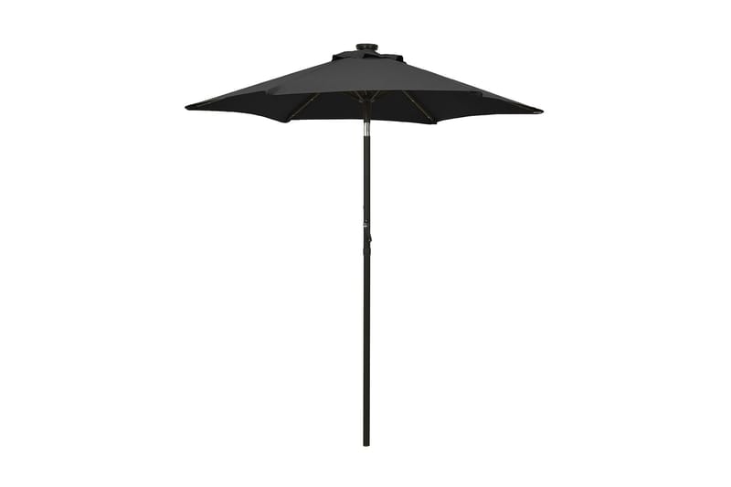 Parasoll med LED-lampor svart 200x211 cm aluminium - Svart - Parasoll