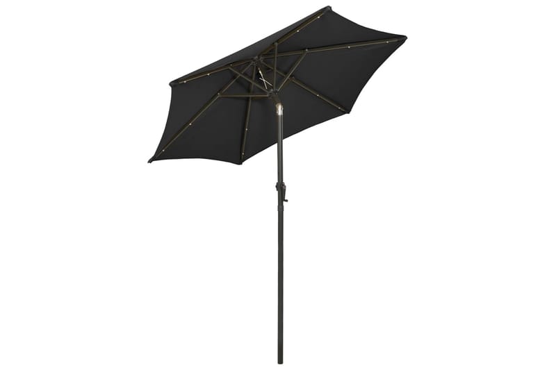 Parasoll med LED-lampor svart 200x211 cm aluminium - Svart - Utemöbler - Solskydd - Parasoll
