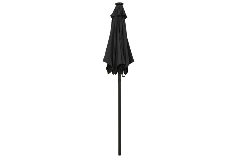 Parasoll med LED-lampor svart 200x211 cm aluminium - Svart - Parasoll