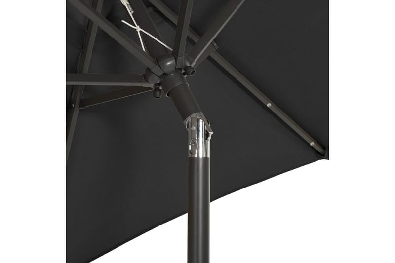 Parasoll med LED-lampor svart 200x211 cm aluminium - Svart - Utemöbler - Solskydd - Parasoll