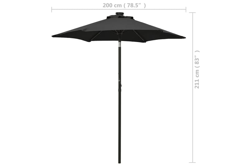 Parasoll med LED-lampor svart 200x211 cm aluminium - Svart - Utemöbler - Solskydd - Parasoll