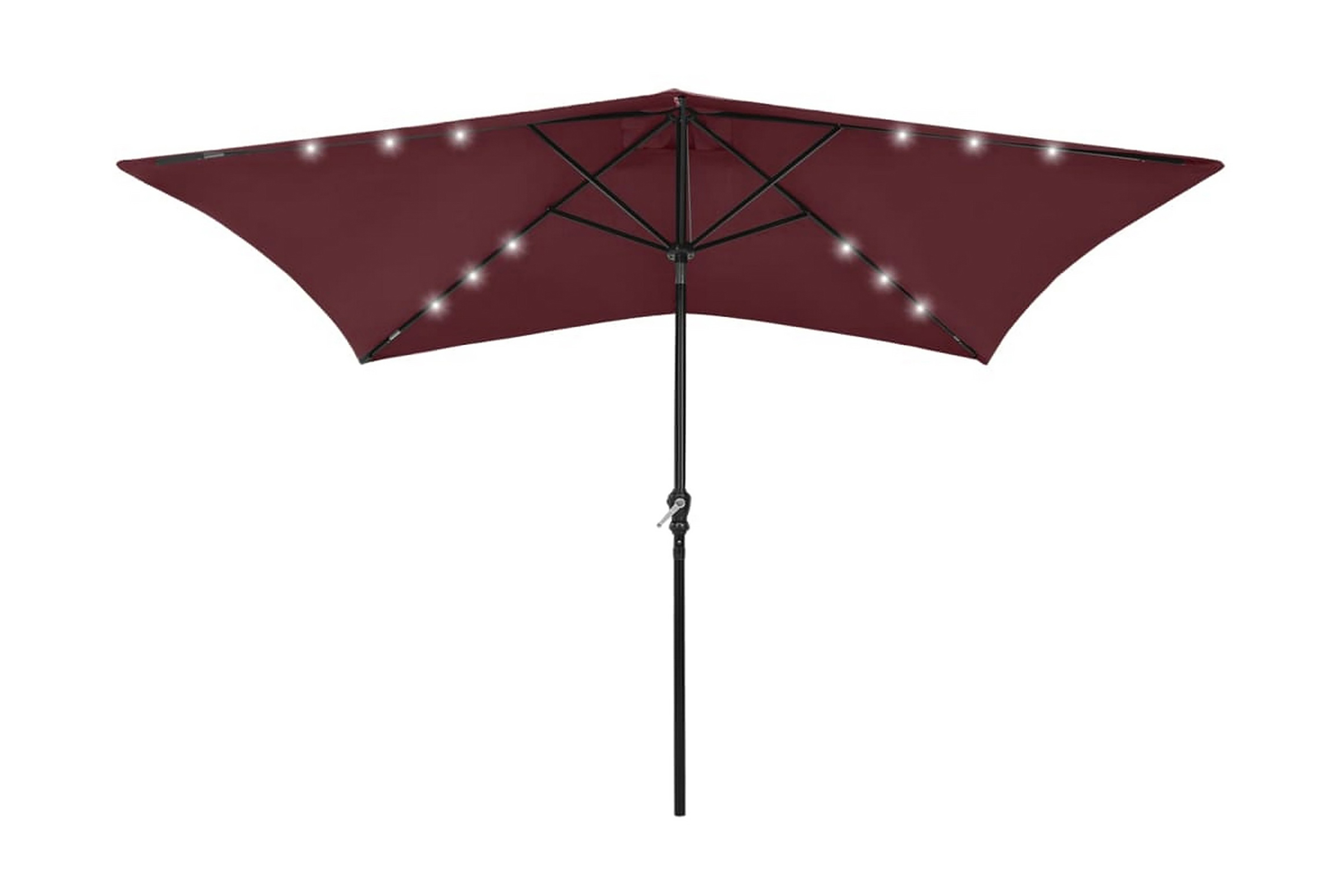 Parasoll med LED och stålstång 2×3 m vinröd – Vinröd