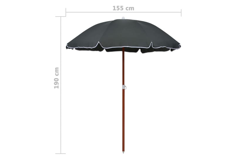 Parasoll med stålstång 180 cm antracit - Grå - Parasoll