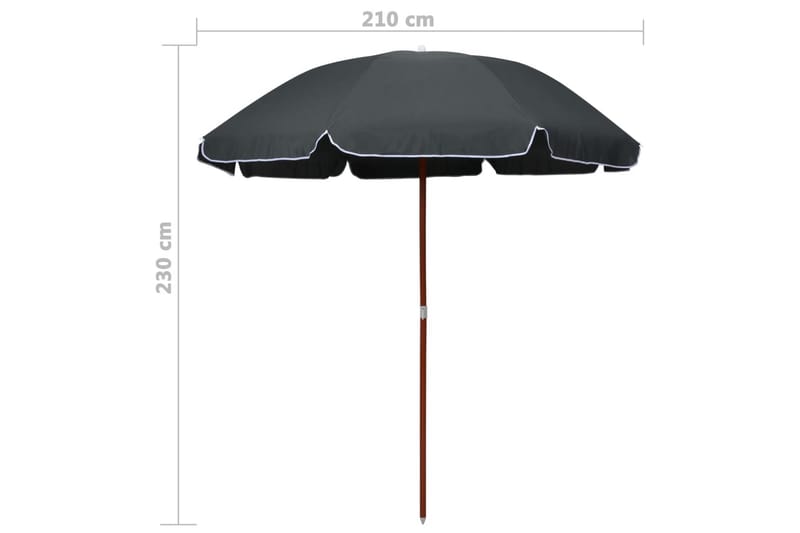 Parasoll med stålstång 240 cm antracit - Grå - Utemöbler - Solskydd - Parasoll